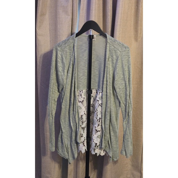 Cupio Sweaters - Cupio Green Lace Back Cardigan Women's Size XL Draped Front